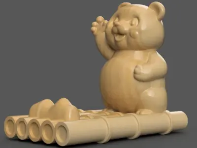 Cute smiled panda Phone Holder 3D print model