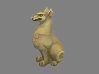 Stone dog sculpture Low-poly 3D model
