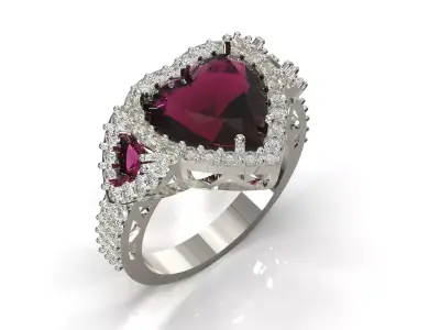 Ruby Heart Cocktail STL 3DM 3D Ring  model jr00268 3D print model