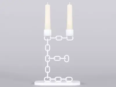 Alphabet E Chain White  Candleholder 3D Model True 4K PBR Render Low-poly 3D model