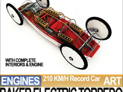 Record Car Baker Electric Torpedo 1902 STL Printable 3D print model