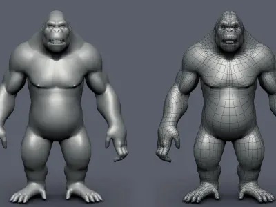 Kong I Gorilla BaseMesh Low-poly 3D model