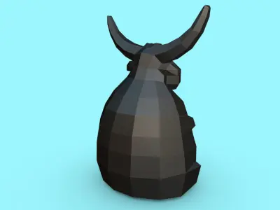 bull low poly goat with golden horns 3D print model