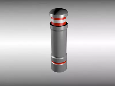 Bollard metal pole with stripes 3D model