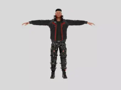 Sci-Fi Rigged male character Low-poly 3D model