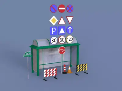 City props Assets for your scene free Free 3D model