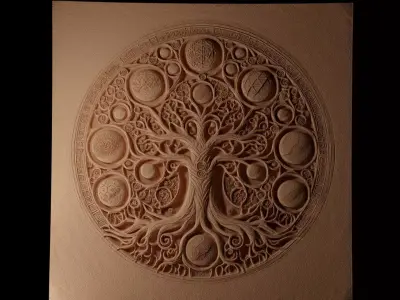 Tree of Life Sandcasting Bas High Relief CNC 3D print model