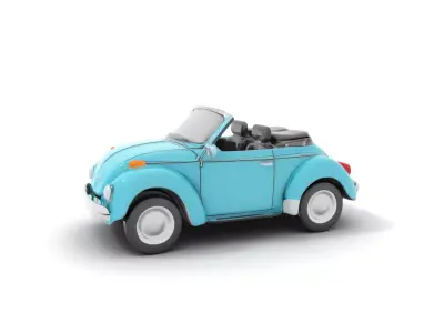 Turquoise Vintage Convertible model pack Low-poly 3D model