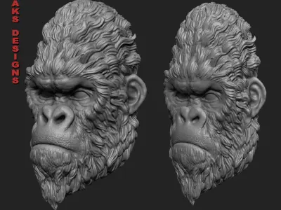 Gorilla 1 bas relief 3D print model