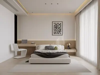 modern bedroom and bathroom 3D model