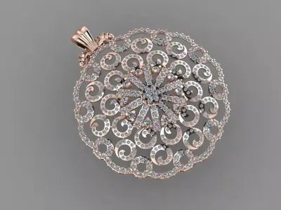 Rose Gold Diamond Pendant 3D Print Model 3D print model 16