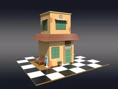 Cartoonish House Building Free low-poly 3D model