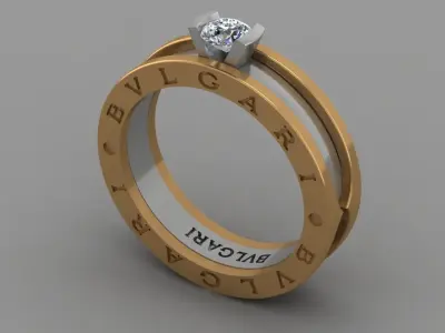 BVLGARI Ring with Diamond 4mm 3D print model