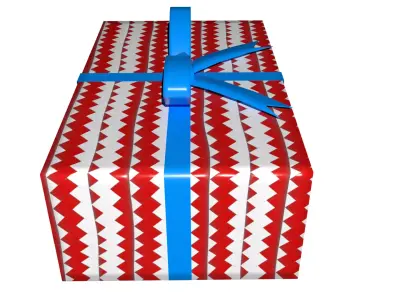 3D Gift Box Red with Yellow Ribbon Festive Present Decoration Low-poly 3D model