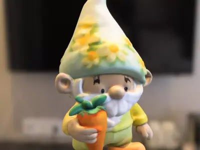 Garden Gnome with Carrot Low-poly 3D model