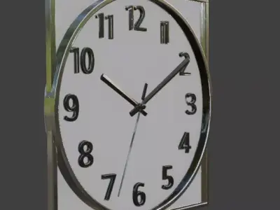 Modern Square Wall Clock Minimalist 3D Model 3D model