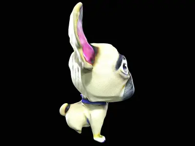 Cartoon bulldog dog 3D model