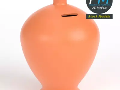 Terracotta piggy bank money box 3D model