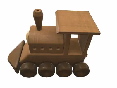 Wooden train locomotive toy 2 Free 3D model