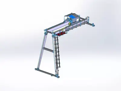 10t semi gantry crane 3D model