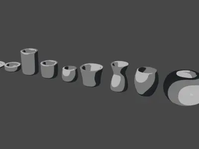 Modern rounded crockery vases Base Collection Low-poly 3D model