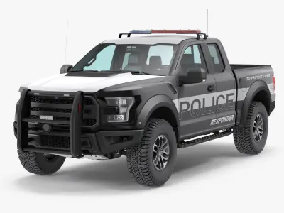 Police Pickup Truck Modern Generic Rigged 3D model
