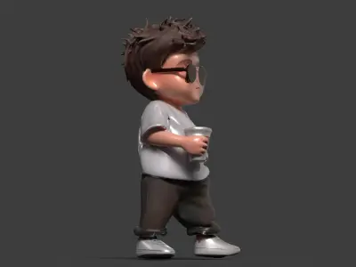 Chinese boy figure  Low-poly 3D model