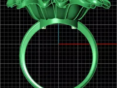 flower pave setting luxury jewelry ring 3D print model