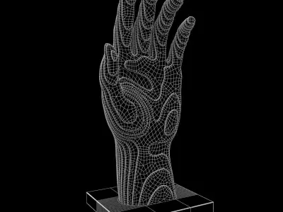 Figurine in the form of a hand made of metal plates 3D model