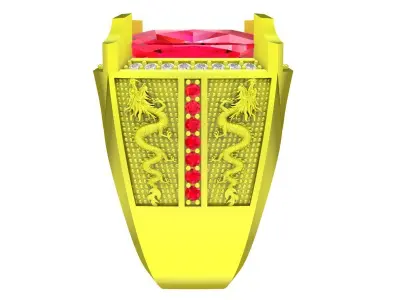 Luxury Oval Halo Gemstone Ring for Men  4932 3D print model