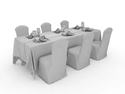 Banquet Table and Chair 108 3D model