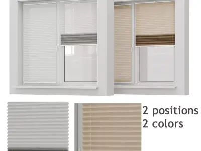 Pleated curtains and window 3D model