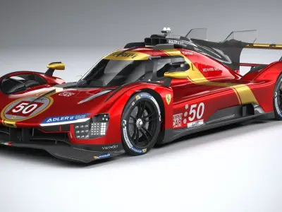 Ferrari 499P Racecar 2023 3D model