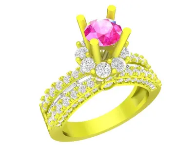 7314 luxury hongkong style diamond engagement women ring 3D print model