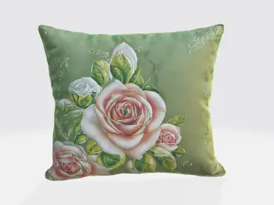 pillow with a vibrant green background 3D model