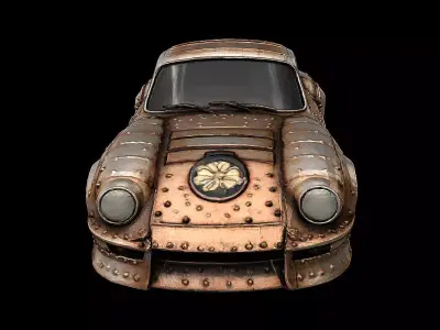 Samurai Fusion Car Armored Retro Vehicle Game-Ready 3D model