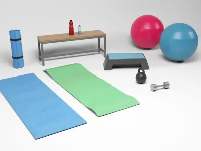 Fitness Props Low-poly 3D model