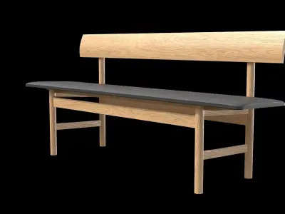 Mogensen Bench-oak soap treated Low-poly 3D model