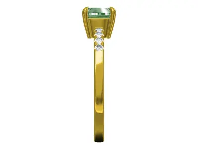 Carat Muzo emerald with small diamonds Ring 3D print model