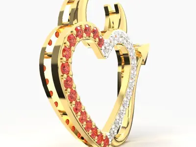 RUBY AND DIAMOND DEVIL HEART PENDANT 3D print model
