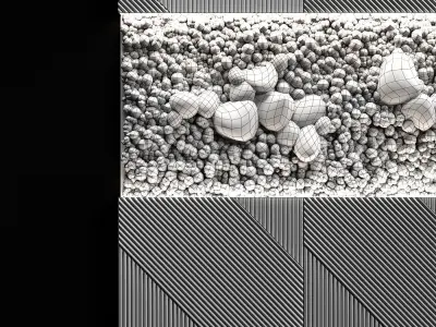 Wooden panels and stabilized moss 3D model