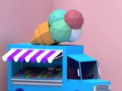 IceCreamCar ice cream truck Low-poly 3D model