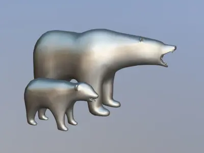 Polar bears - Mother and Cub Low-poly 3D model