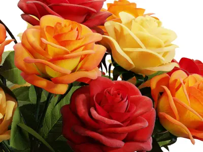 Flower Set 07 - Mixed Roses Bouquet 3D model