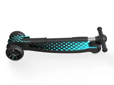 Three Wheels Child Scooter folded 3D model