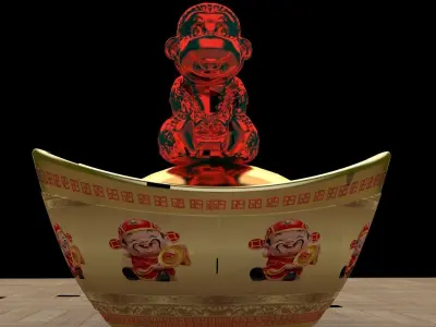 Chinese gold Ingot  3D model 26