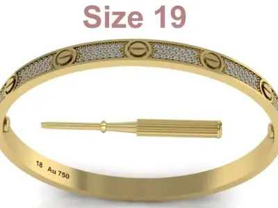 Love Bracelet With Diamonds - Size 19 3D print model