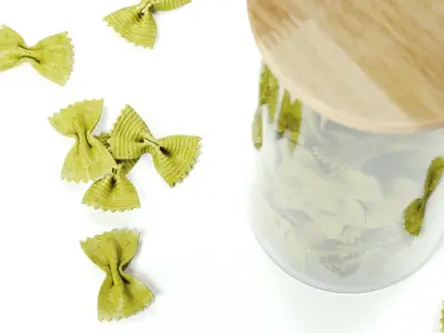 polypasta - Farfalle pasta spinaci in glass with lid 3D model