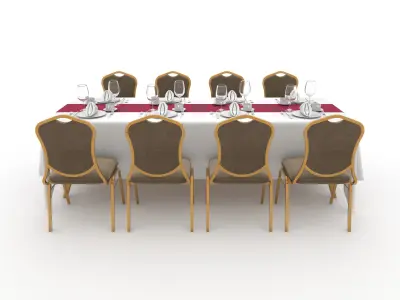 Banquet Table and Chair 92 3D model