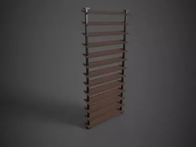 Decoration wooden towel rack Low-poly 3D model